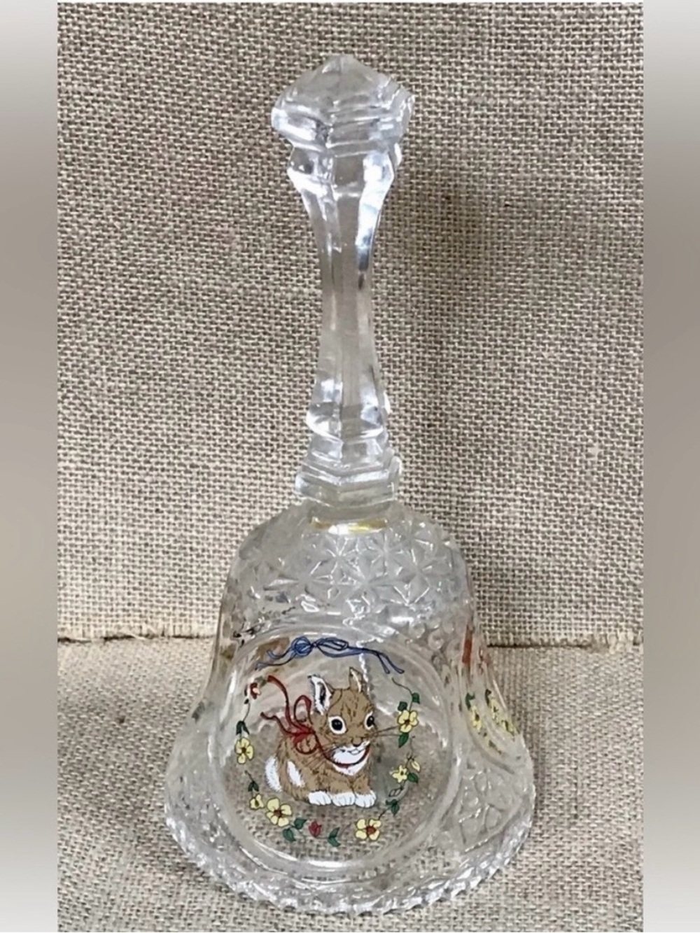 Vintage Bunny Crystal Bell Rabbit Holiday Easter Cottagecore Woodland Spring - Picture 4 of 7